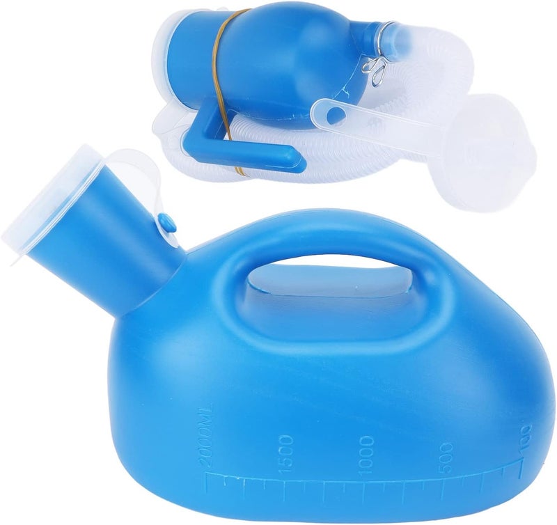 woobles 2000ml Urine Bottle for Man, Large Capacity Good Sealing Thickened Portable Pee Bottle for Home Hospital The Elderly Patients(Blue) - Image 3